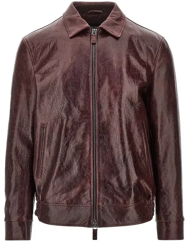 Leather Jacket With Wrinkled Effect