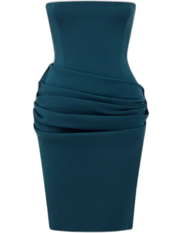 Draped Stretch Crepe Longline Dress