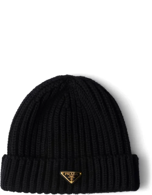 Triangle-logo Ribbed Beanie