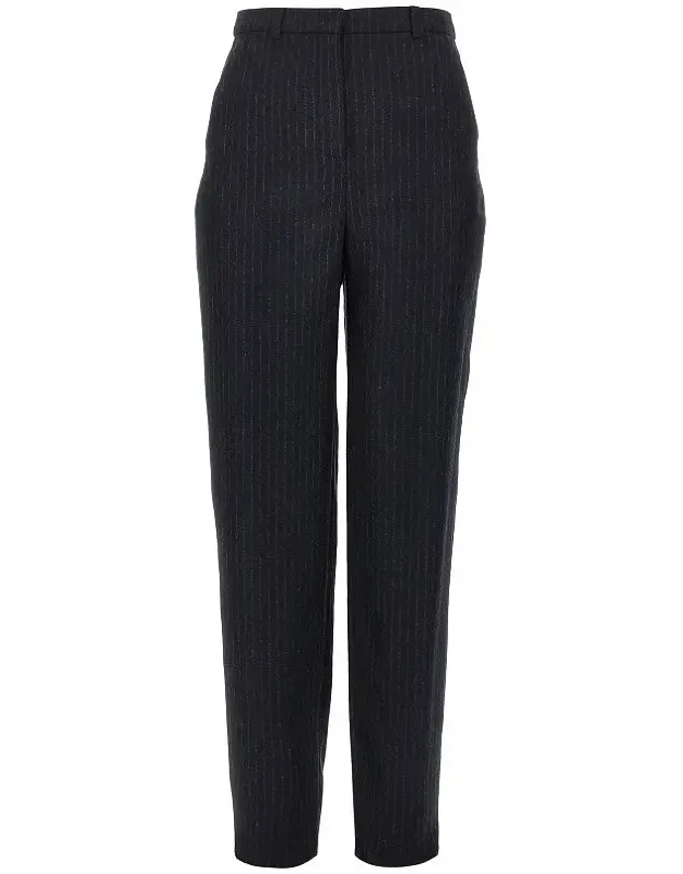 Wool-blend Pants With Pinstriped Motif