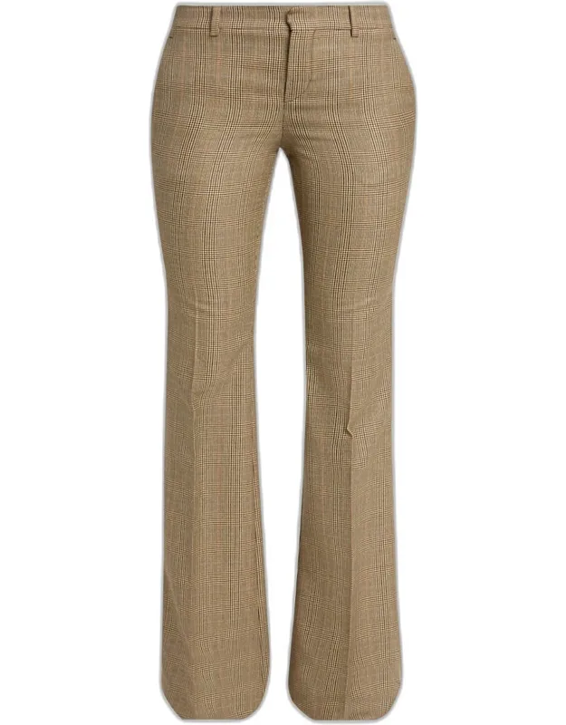 Puppytooth Prince Of Wales Wool Flared Pants