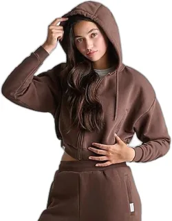 Fleece Cropped Full-zip Hoodie