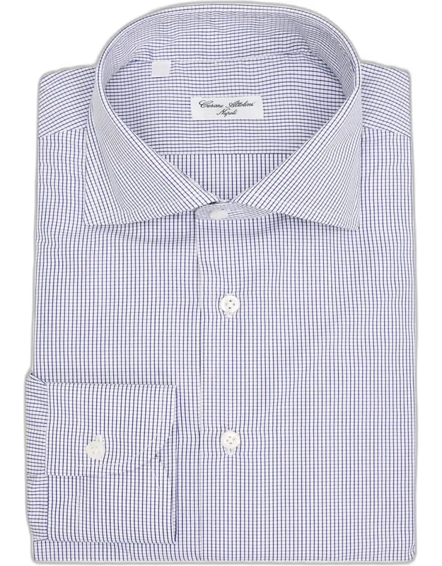Micro-grid Check Cotton Dress Shirt
