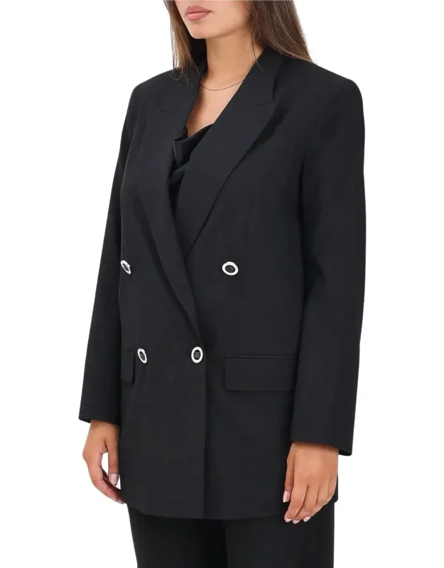Polyester-blend Double-breasted Blazer