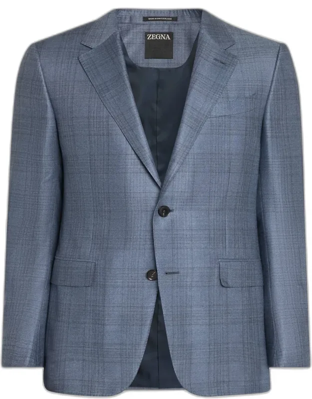 Cashmere And Silk Plaid Sport Coat