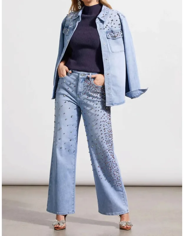 Denim Shirt With Rhinestone Details
