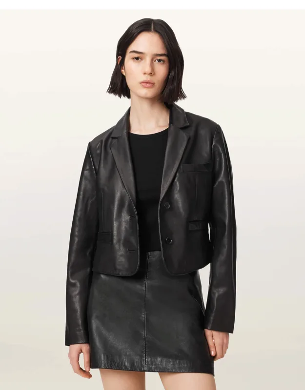 High Waisted Leather Blazer