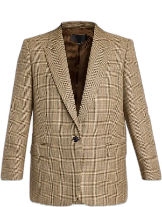 Check Wool Single-breasted Blazer
