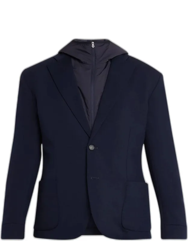 Hooded Blazer With Removable Bib