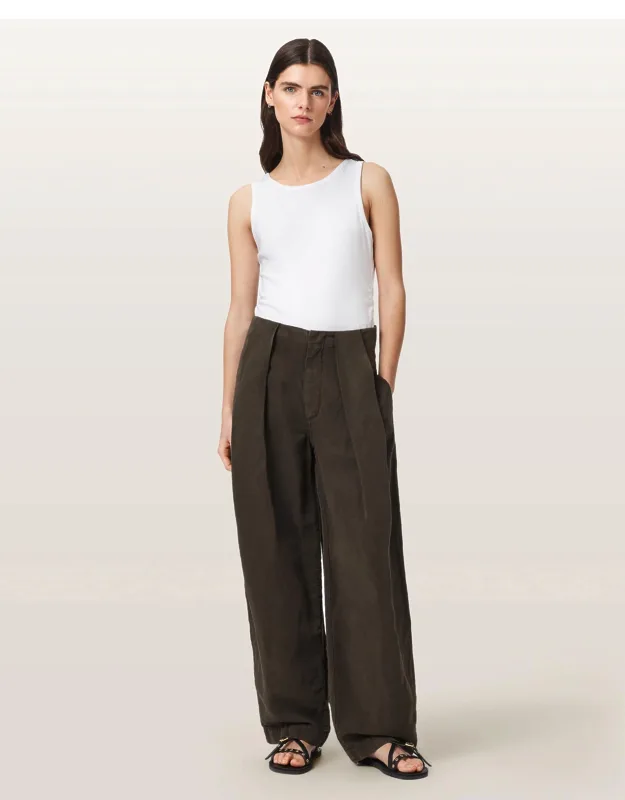 Linen-blend Wide Leg Pants