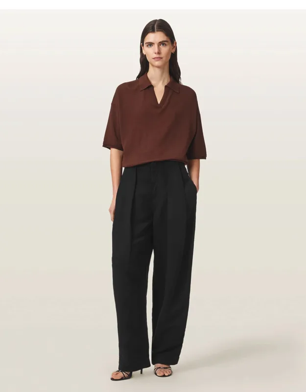 Linen-blend Wide Leg Pants