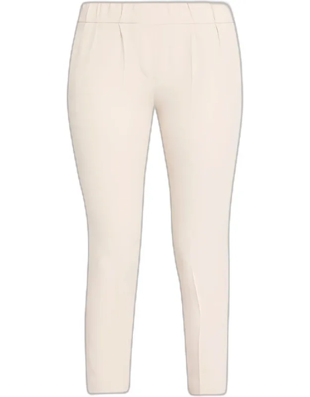 Silk Crepe Slim-leg Ankle Pull-on Pants