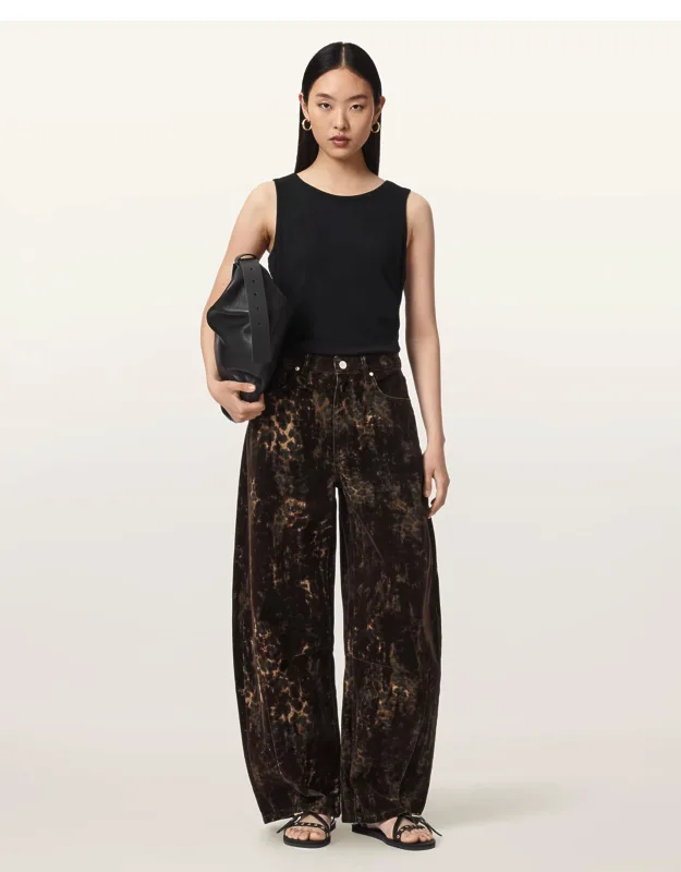 Leopard Print Barrel Leg Jeans