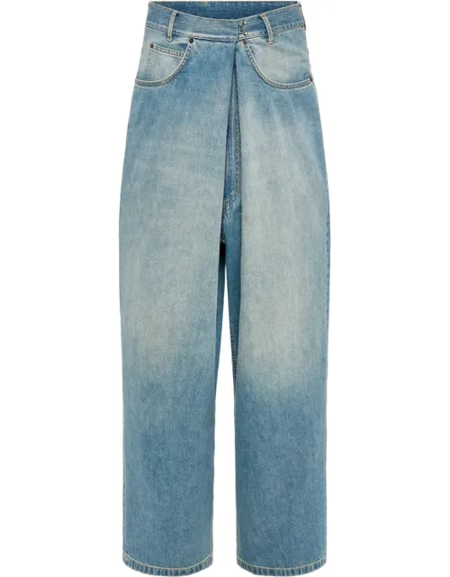 Wrap-front Faded Jeans
