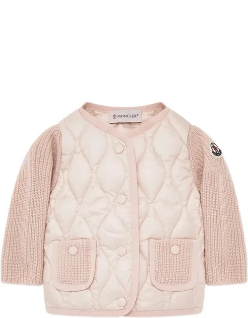 Quilted Knit-sleeves Cardigan