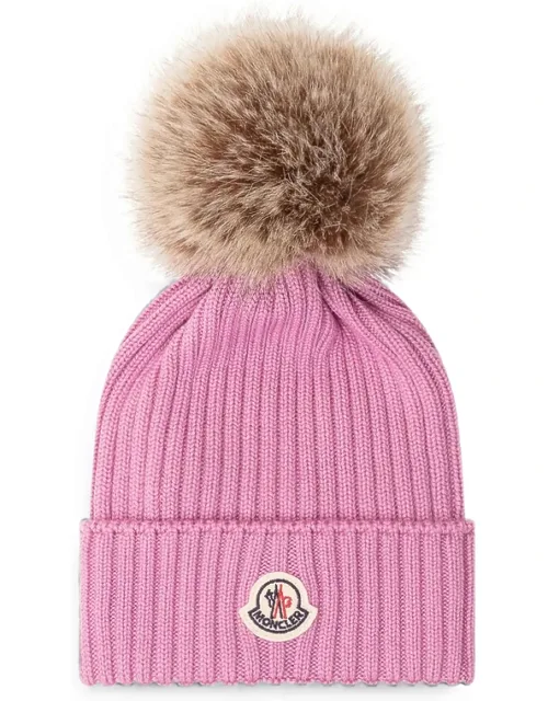 Pom-pom Ribbed Beanie Hat