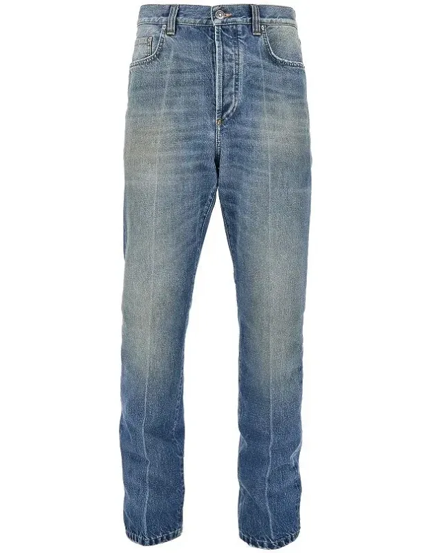 Cotton Denim Jeans With Medusa Detail