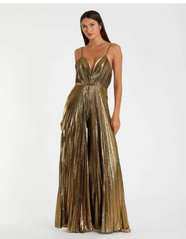 Pleated V-neck Jumpsuit