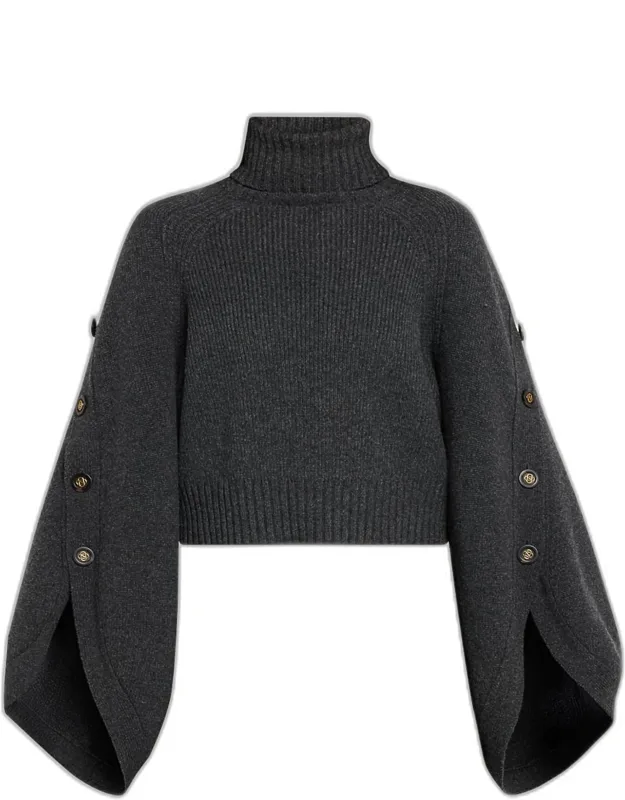 Buttoned Turtleneck Sweater