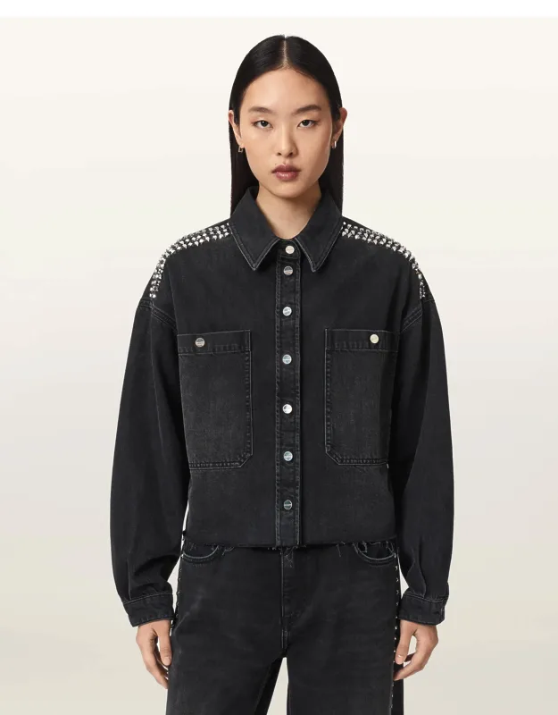 Studded Boxy Denim Jacket