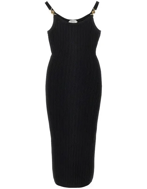 Knitted Midi Dress With Medusa Motif