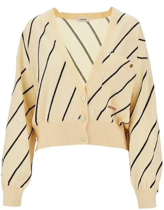 Knitted Cardigan With Logo Embroidery