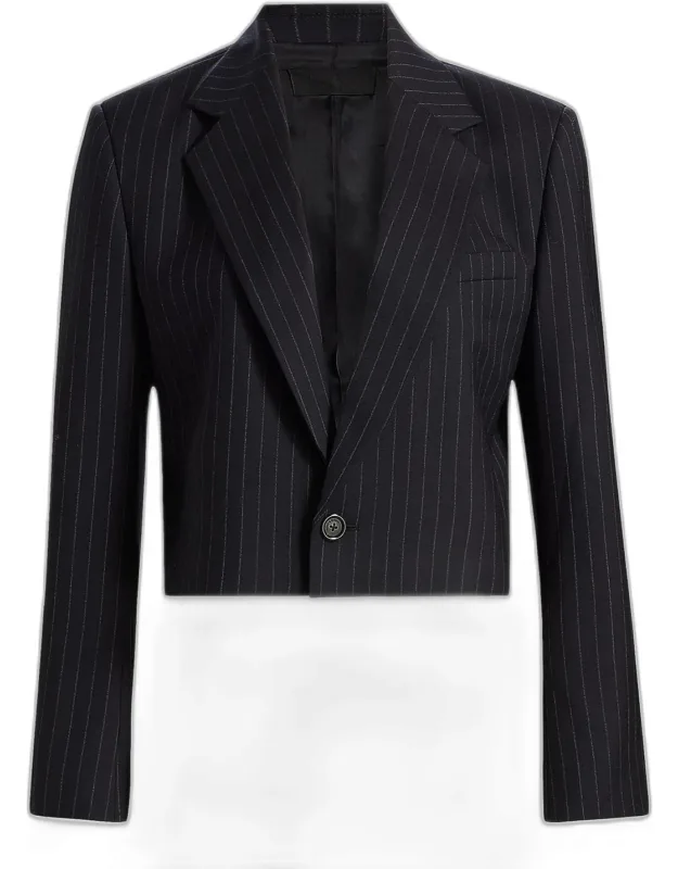 Swan Pinstriped Stretch-wool Crop Blazer