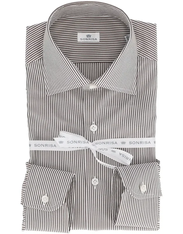 Monochrome Vertical Stripe Dress Shirt