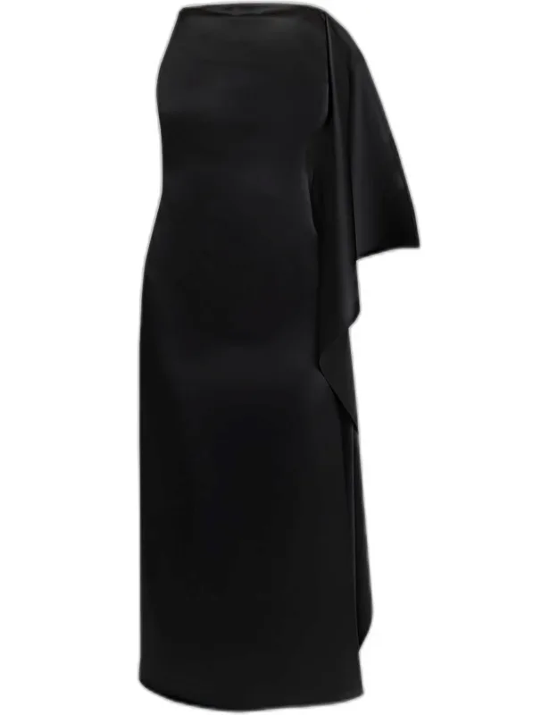 Draped Satin Midi Dress