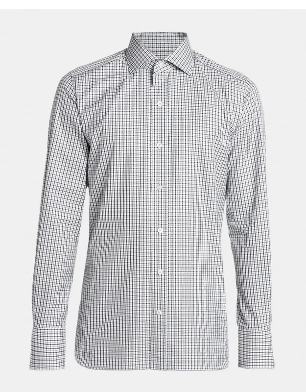 Cotton Grid Check Dress Shirt