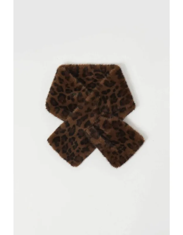 Leopard Faux Fur Pull Through Scarf
