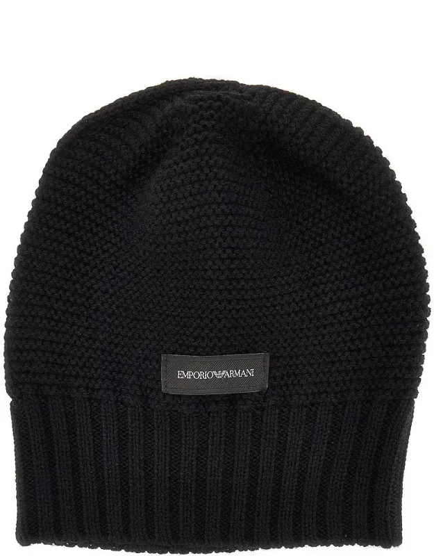 Knitted Beanie Hat With Logo Label