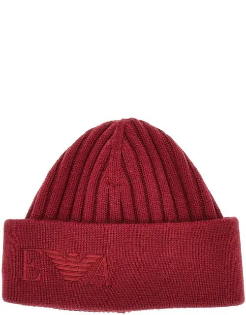 Knitted Beanie Hat With Logo Embroidery