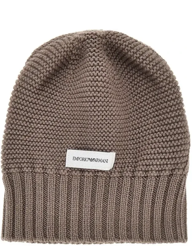 Knitted Beanie Hat With Logo Label