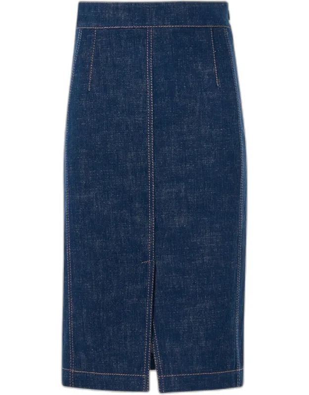 Pencil Winter Denim Midi Skirt
