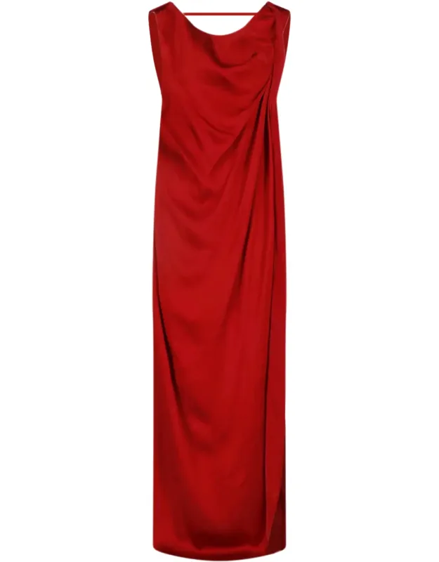 Draped Maxi Dress With Side Slit