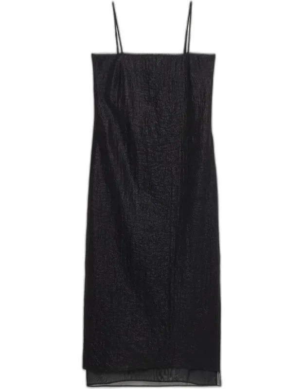 Suki Sleeveless Crinkled Organza Midi Slip Dress