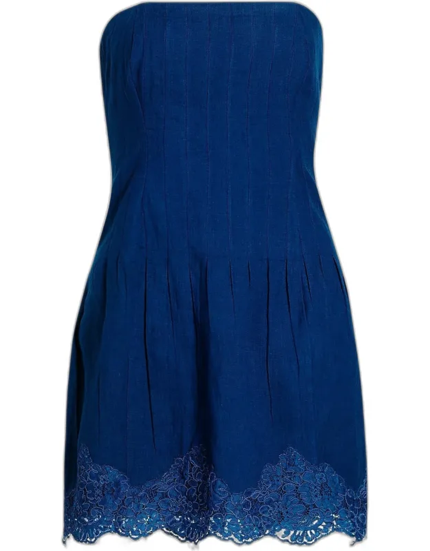 Lace-trimmed Linen Minidress