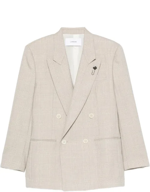 Houndstooth-pattern Double-breasted Blazer