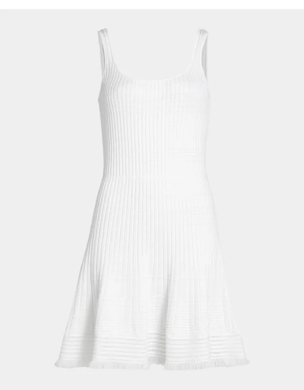 Fringe-trim Rib-knit Mini Dress