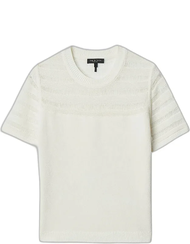 Lattice-knit Short-sleeve Sweater