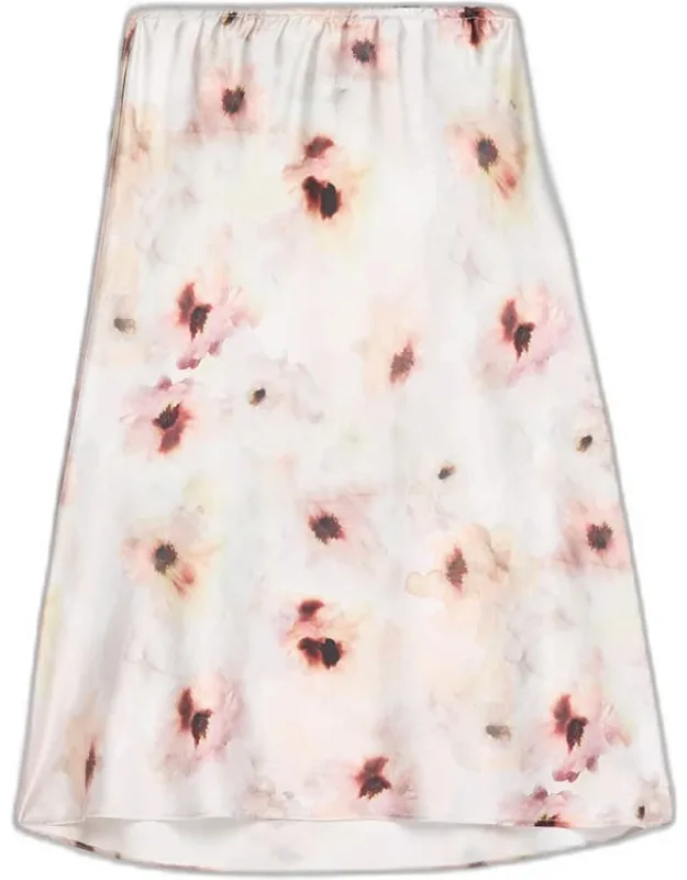 Watercolor Floral Midi Skirt
