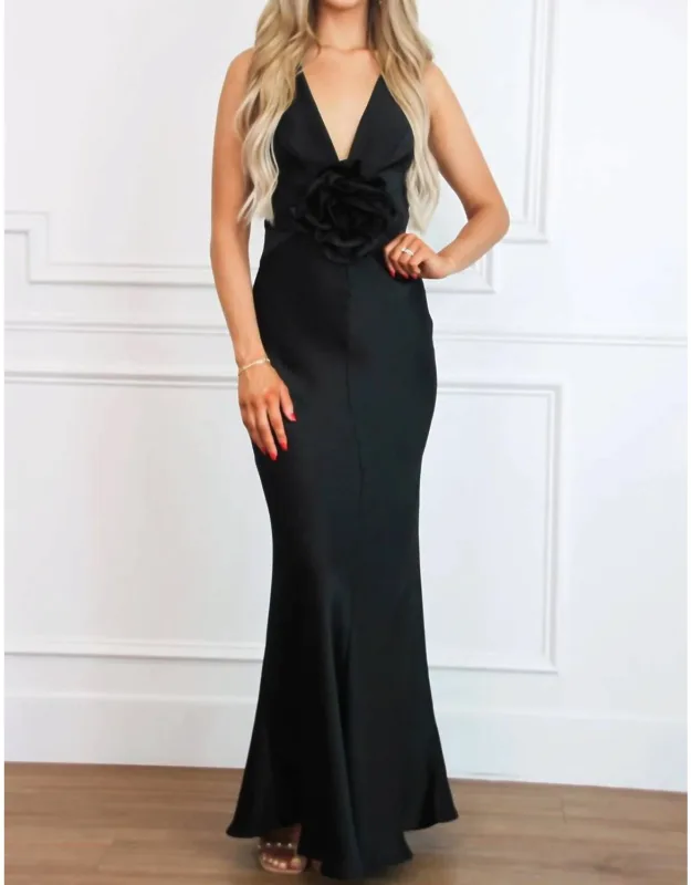 Open Back Satin Maxi Dress