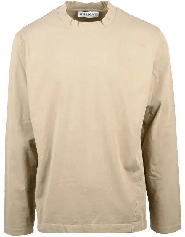 Long-sleeve T-shirt With Raw-edge Crew Neckline