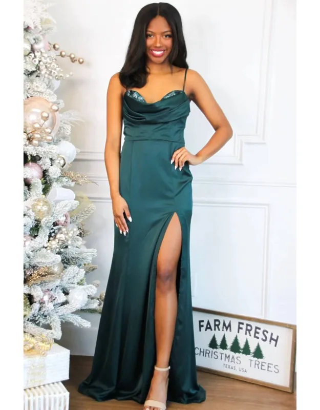 Best Day Ever Satin Beaded Detail Maxi Dress