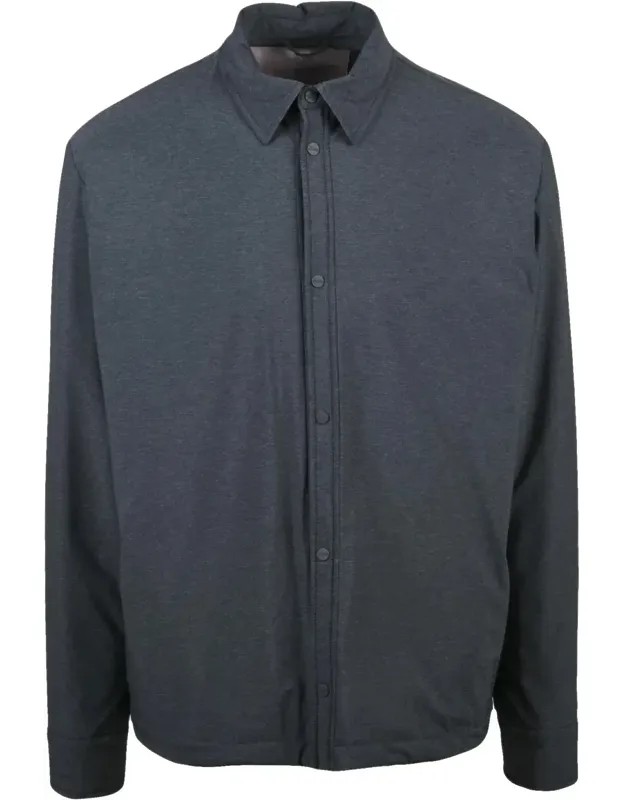 Lined Shirt Jacket With Snap Button Closure And Minimalist Design