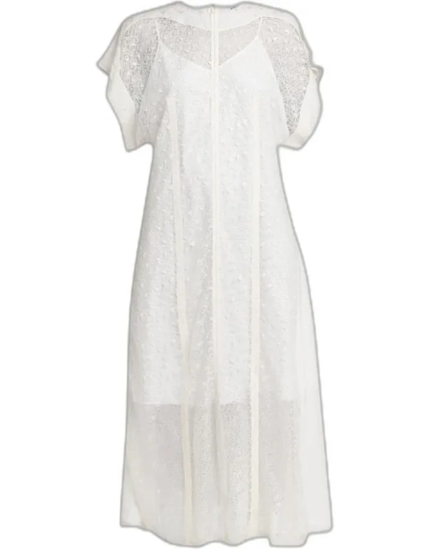 Sheer Floral Lace Midi Dress