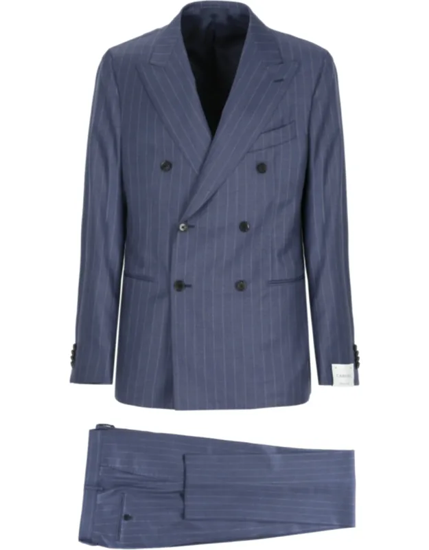 Double-breasted Wool Suit With Pinstriped Pattern