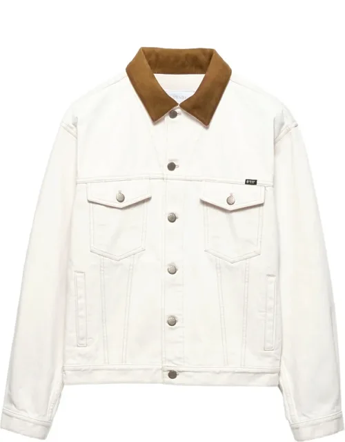 Old Denim Jacket With Leather Details
