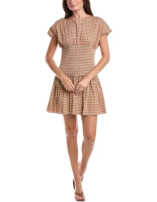 Boat Neck Drop Waist Mini Dress